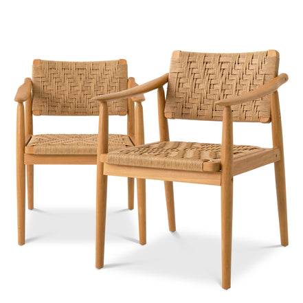Scaun dining de exterior Coral Bay, tec natural, ratan sintetic, set de 2