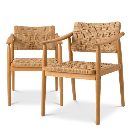 Scaun dining de exterior Coral Bay, tec natural, ratan sintetic, set de 2