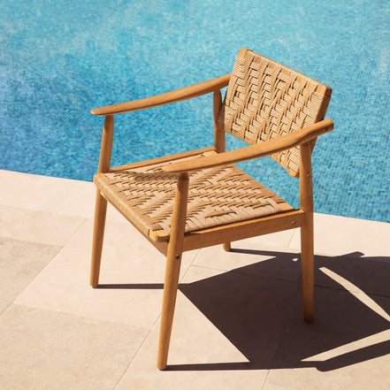 Scaun dining de exterior Coral Bay, tec natural, ratan sintetic, set de 2