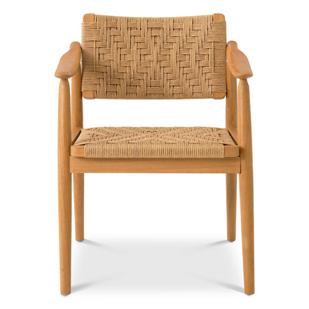 Scaun dining de exterior Coral Bay, tec natural, ratan sintetic, set de 2