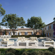 Scaun dining de exterior Delta, alb mat, Florent bej