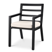 Scaun dining de exterior Delta, finisaj negru, Sunbrella canvas