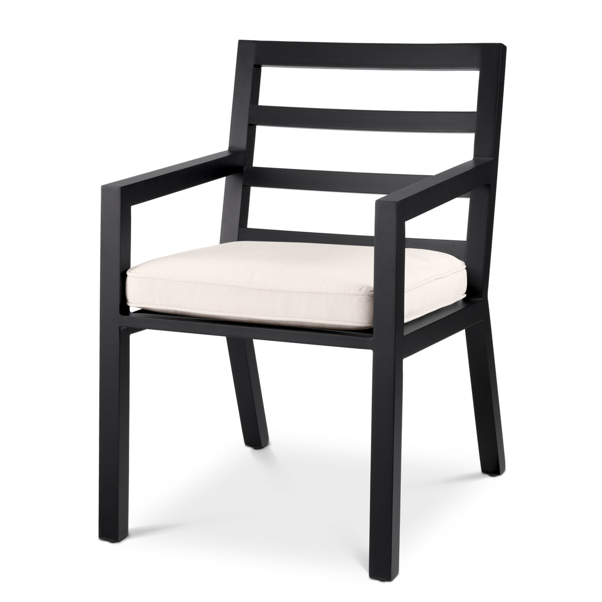 Scaun dining de exterior Delta, finisaj negru, Sunbrella canvas