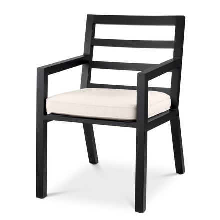 Scaun dining de exterior Delta, finisaj negru, Sunbrella canvas