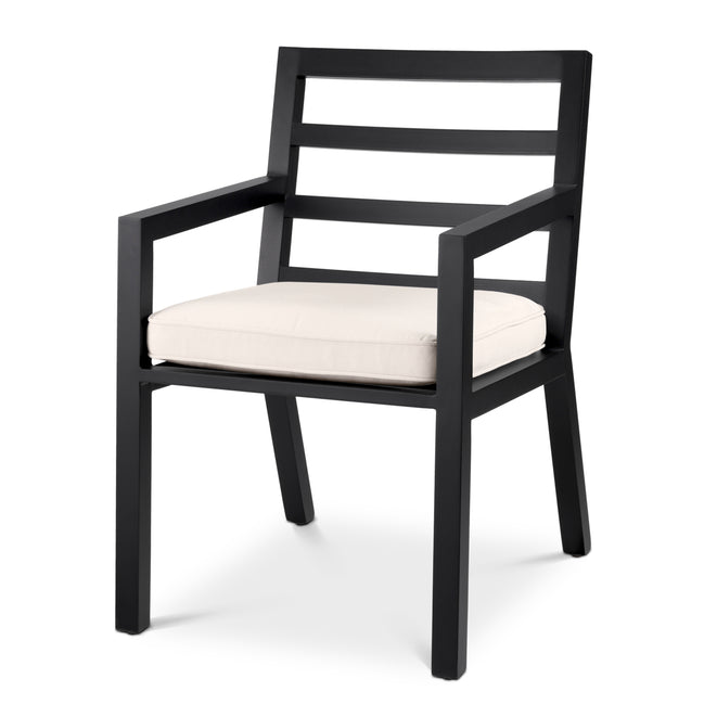 Scaun dining de exterior Delta, finisaj negru, Sunbrella canvas
