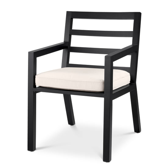 Scaun dining de exterior Delta, finisaj negru, Sunbrella canvas