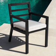 Scaun dining de exterior Delta, finisaj negru, Sunbrella canvas