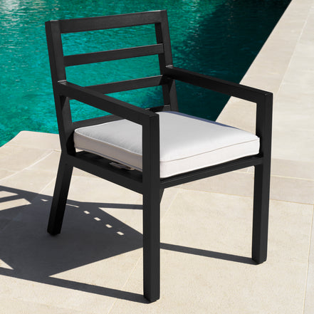 Scaun dining de exterior Delta, finisaj negru, Sunbrella canvas