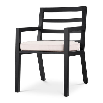 Scaun dining de exterior Delta, finisaj negru, Sunbrella canvas