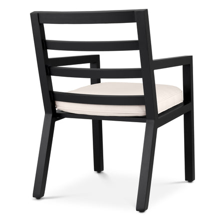 Scaun dining de exterior Delta, finisaj negru, Sunbrella canvas