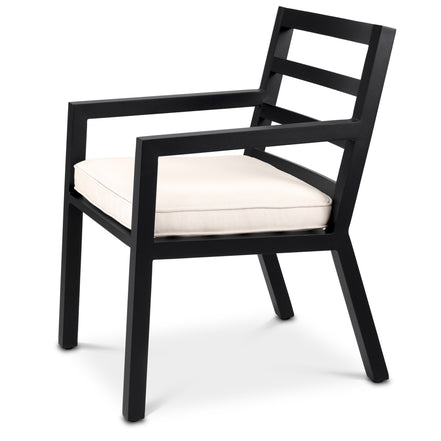 Scaun dining de exterior Delta, finisaj negru, Sunbrella canvas