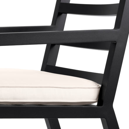 Scaun dining de exterior Delta, finisaj negru, Sunbrella canvas