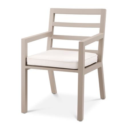 Scaun dining de exterior Delta, finisaj nisip, Sunbrella canvas