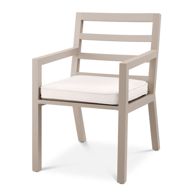 Scaun dining de exterior Delta, finisaj nisip, Sunbrella canvas