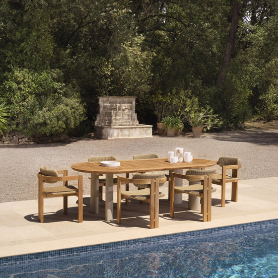 Scaun dining de exterior Donato, tec natural, ratan sintetic