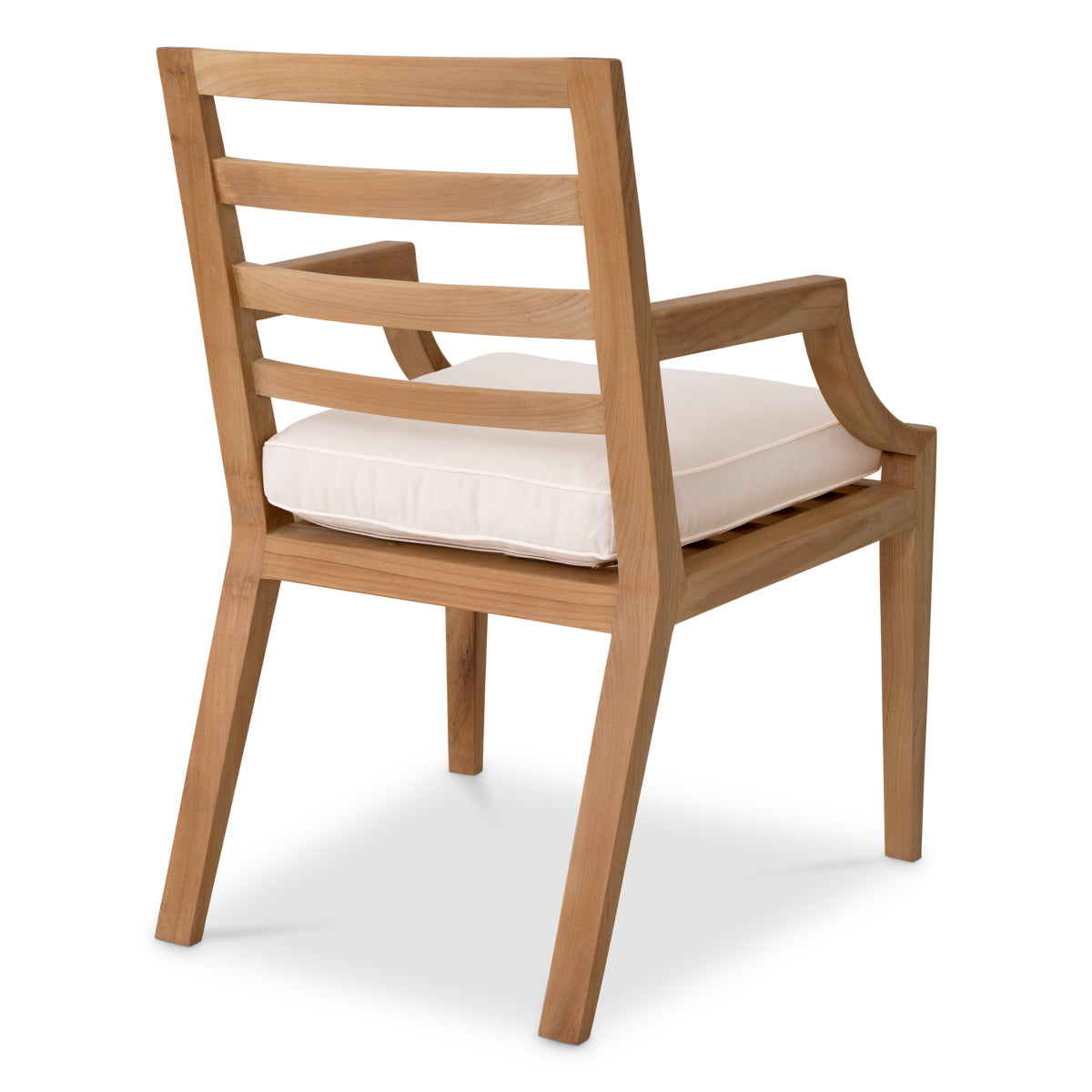 Scaun dining de exterior Hera, tec natural, Flores alb-crem