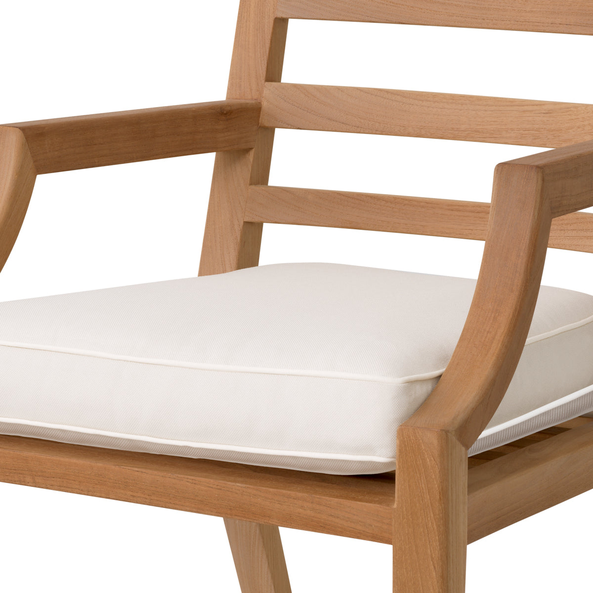 Scaun dining de exterior Hera, tec natural, Flores alb-crem