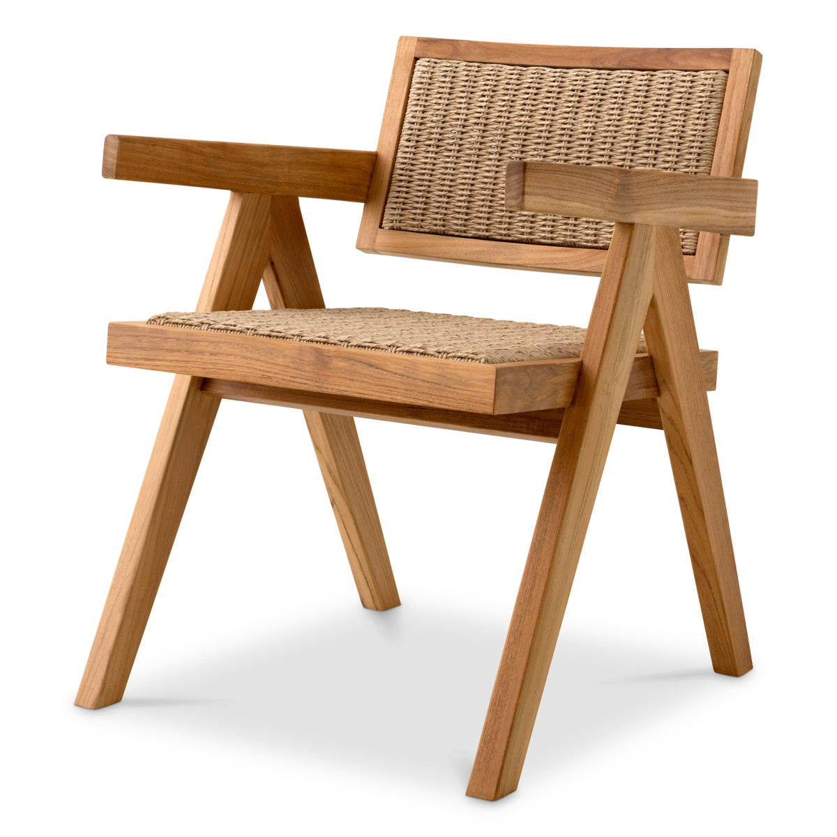 Scaun dining de exterior Kristo, tec natural, ratan sintetic natural
