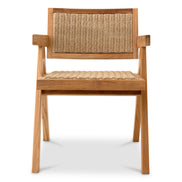 Scaun dining de exterior Kristo, tec natural, ratan sintetic natural