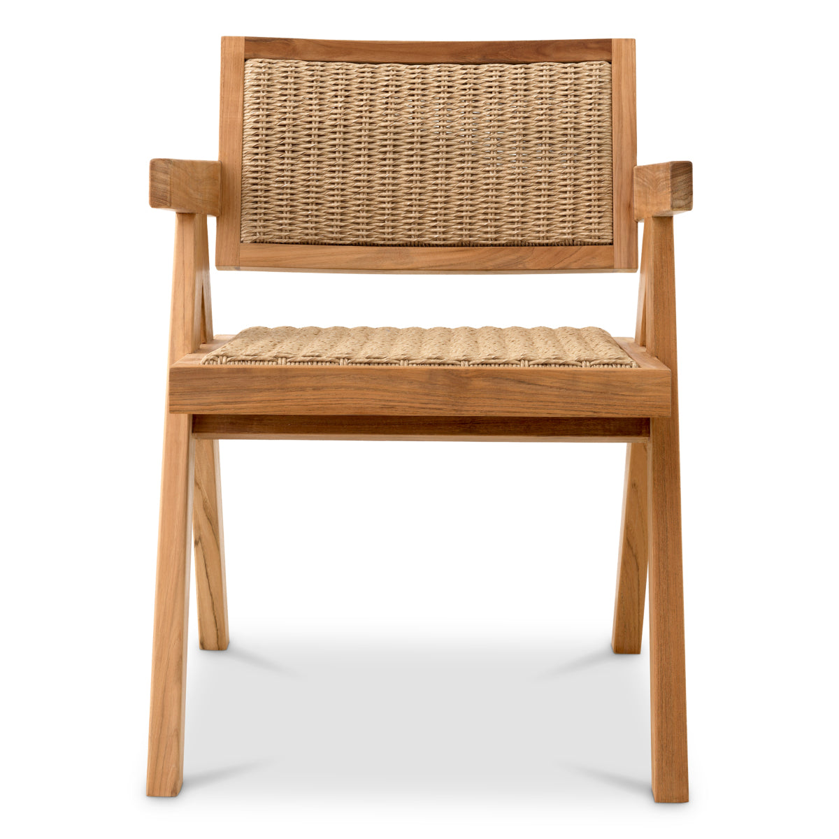 Scaun dining de exterior Kristo, tec natural, ratan sintetic natural