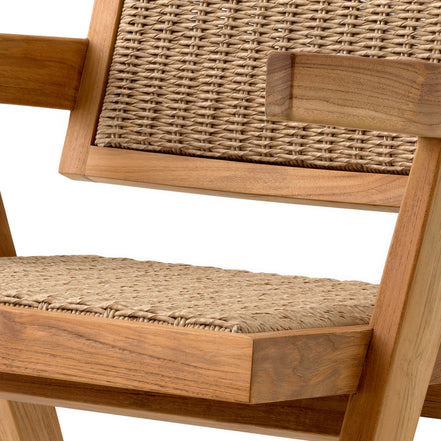 Scaun dining de exterior Kristo, tec natural, ratan sintetic natural