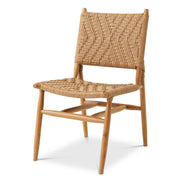 Scaun dining de exterior Laroc, tec natural, ratan sintetic, set de 2