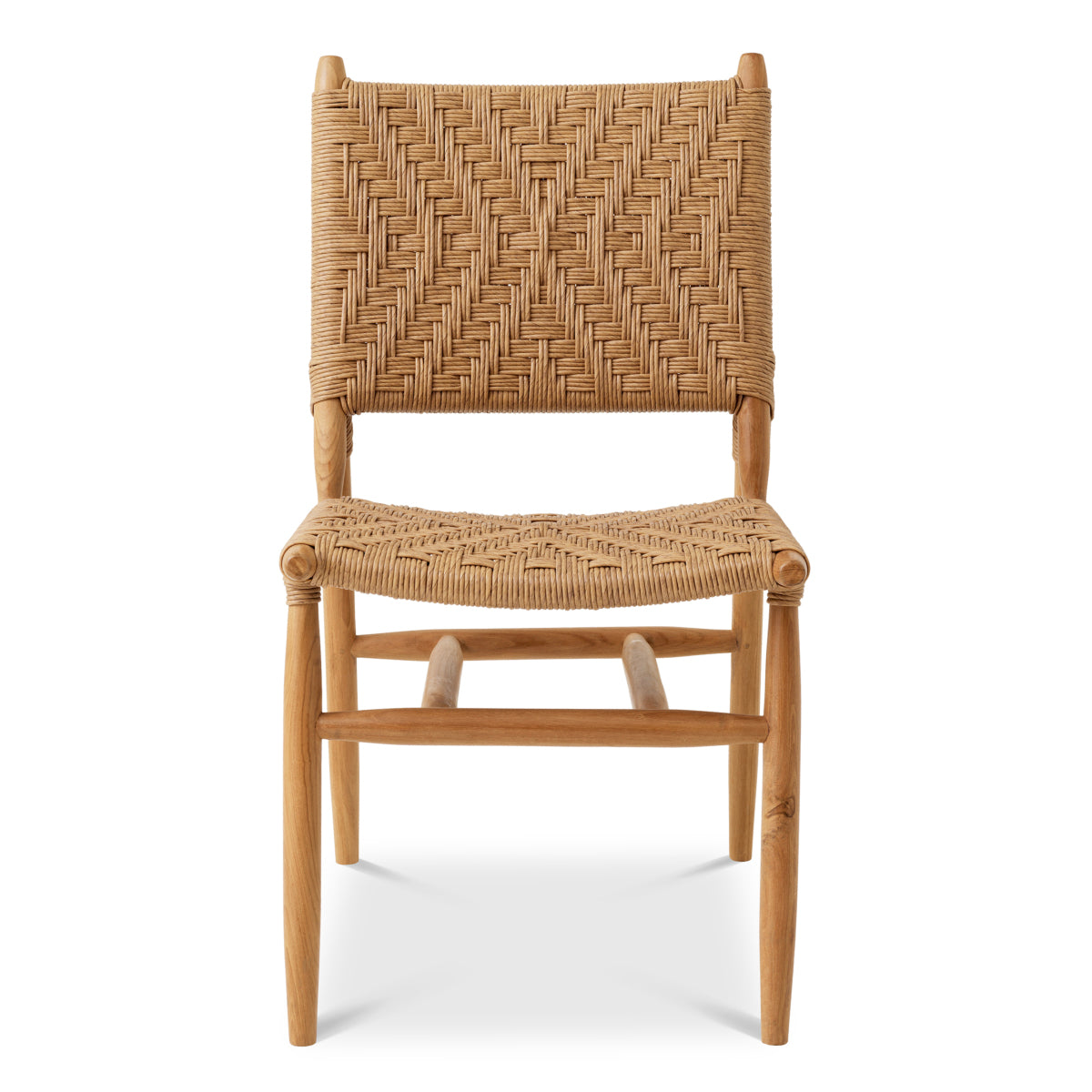 Scaun dining de exterior Laroc, tec natural, ratan sintetic, set de 2