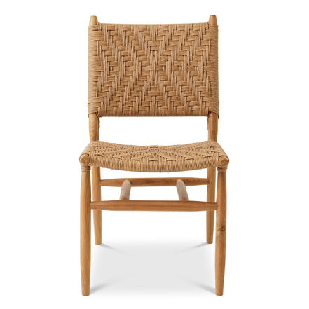 Scaun dining de exterior Laroc, tec natural, ratan sintetic, set de 2