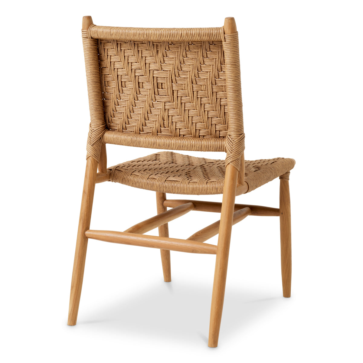 Scaun dining de exterior Laroc, tec natural, ratan sintetic, set de 2