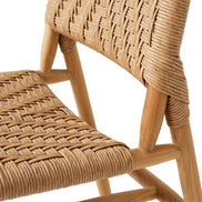 Scaun dining de exterior Laroc, tec natural, ratan sintetic, set de 2