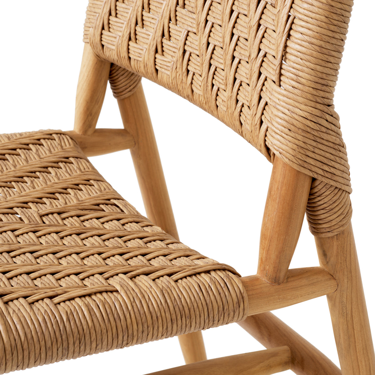 Scaun dining de exterior Laroc, tec natural, ratan sintetic, set de 2