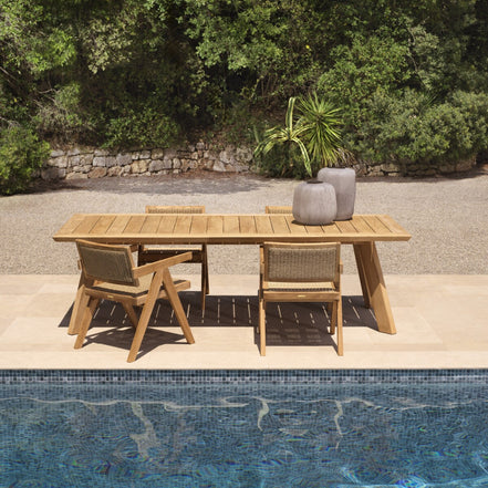 Scaun dining de exterior Niclas, tec natural, ratan sintetic natural