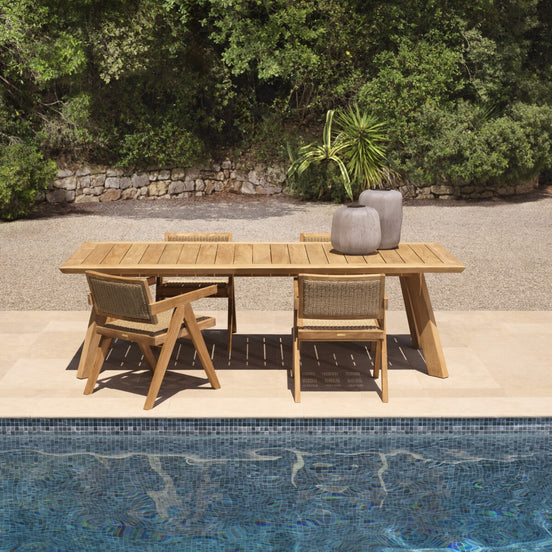 Scaun dining de exterior Niclas, tec natural, ratan sintetic natural