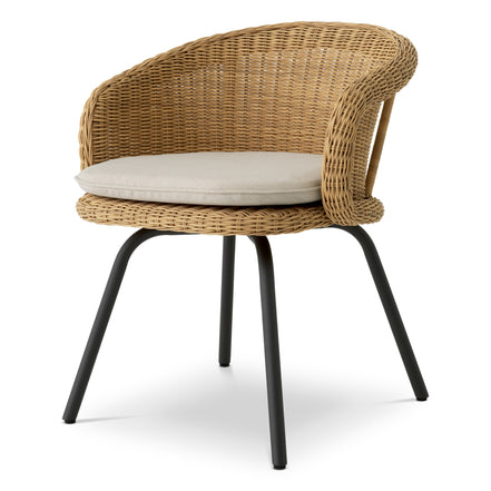 Scaun dining de exterior Nolan, Viola nisip, ratan sintetic