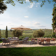 Scaun dining de exterior Nolan, Viola nisip, ratan sintetic