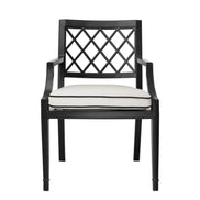 Scaun dining de exterior Paladium cu brațe, finisaj negru mat, Sunbrella canvas