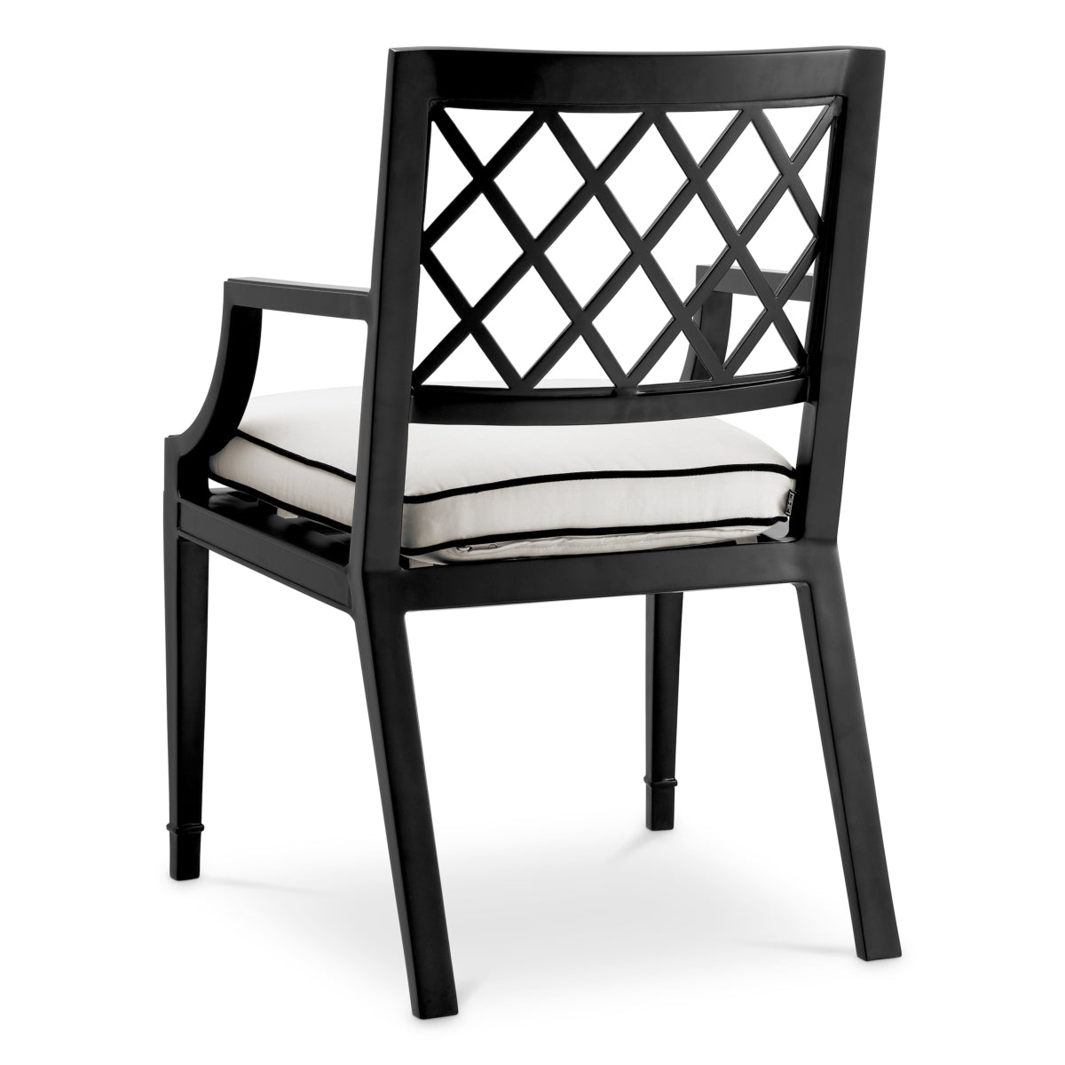 Scaun dining de exterior Paladium cu brațe, finisaj negru mat, Sunbrella canvas