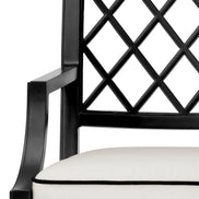 Scaun dining de exterior Paladium cu brațe, finisaj negru mat, Sunbrella canvas