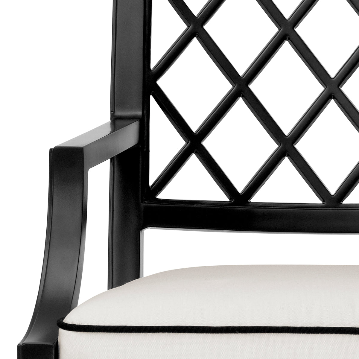 Scaun dining de exterior Paladium cu brațe, finisaj negru mat, Sunbrella canvas