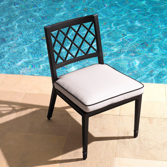 Scaun dining de exterior Paladium, finisaj negru mat, Sunbrella canvas
