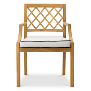 Scaun dining de exterior Paladium, tec natural, cu pernă Sunbrella canvas