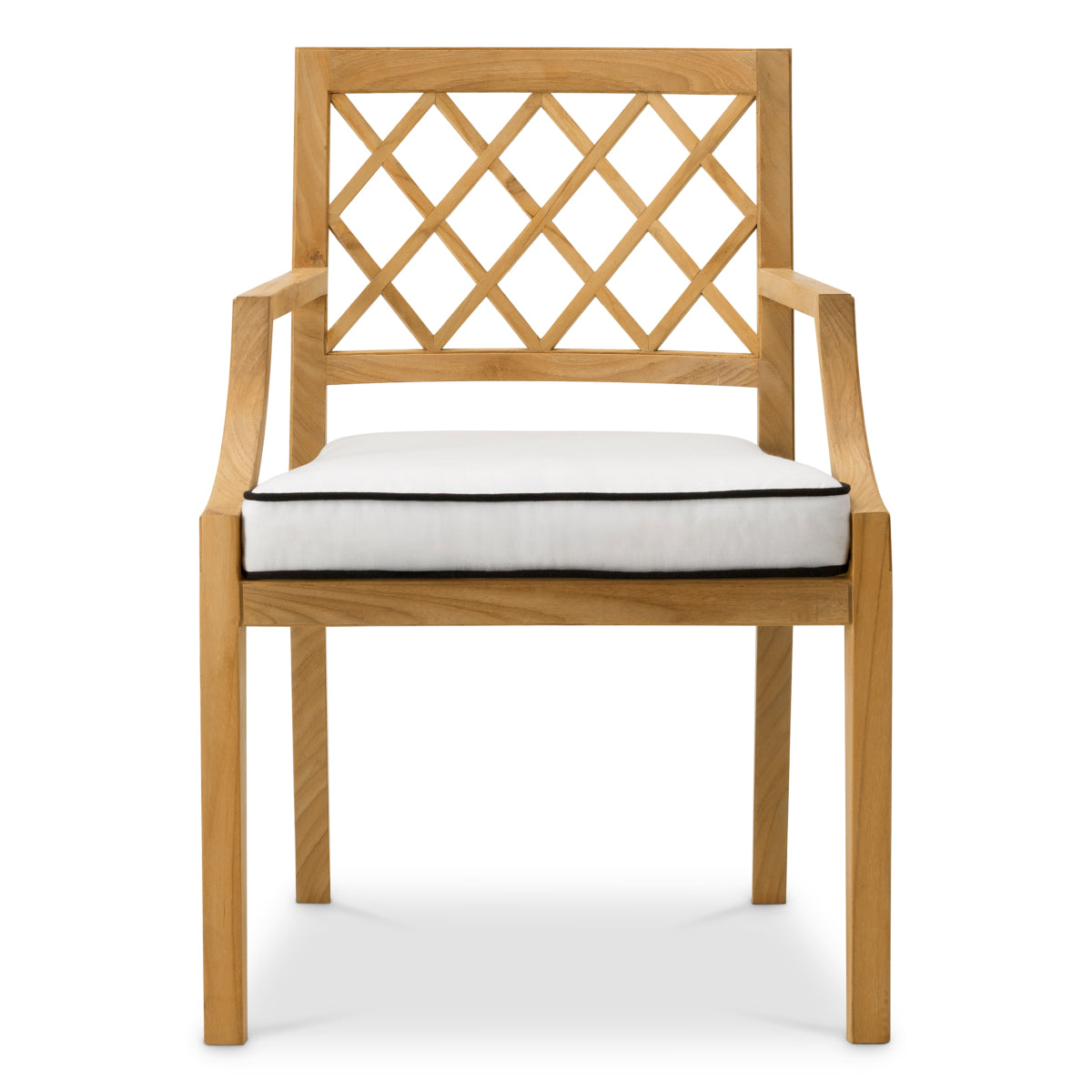 Scaun dining de exterior Paladium, tec natural, cu pernă Sunbrella canvas