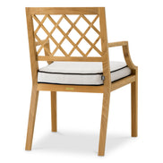 Scaun dining de exterior Paladium, tec natural, cu pernă Sunbrella canvas