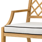 Scaun dining de exterior Paladium, tec natural, cu pernă Sunbrella canvas