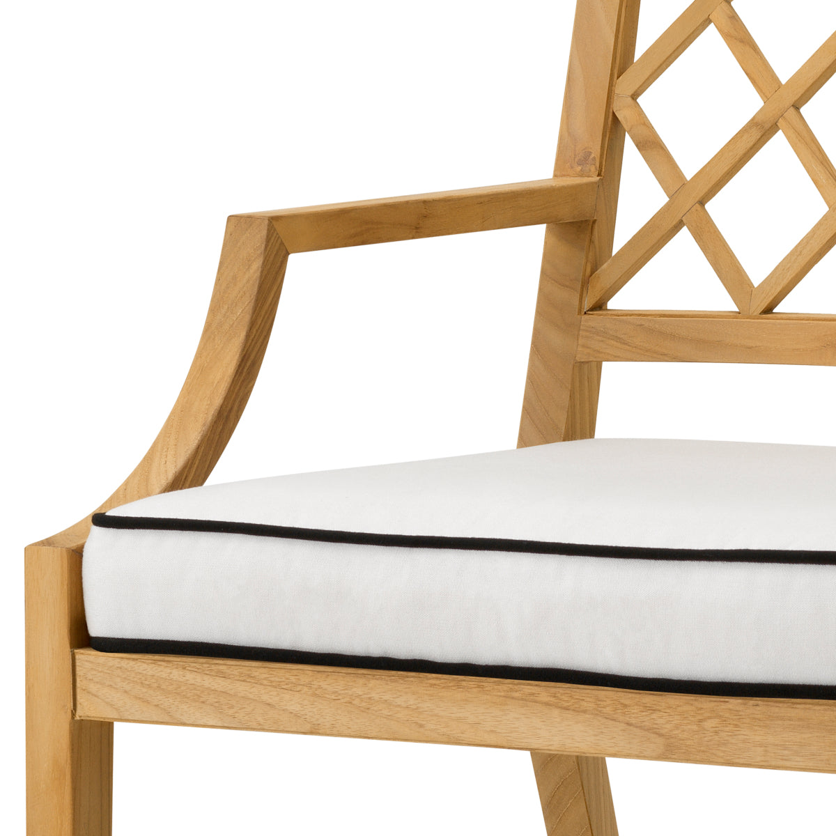Scaun dining de exterior Paladium, tec natural, cu pernă Sunbrella canvas