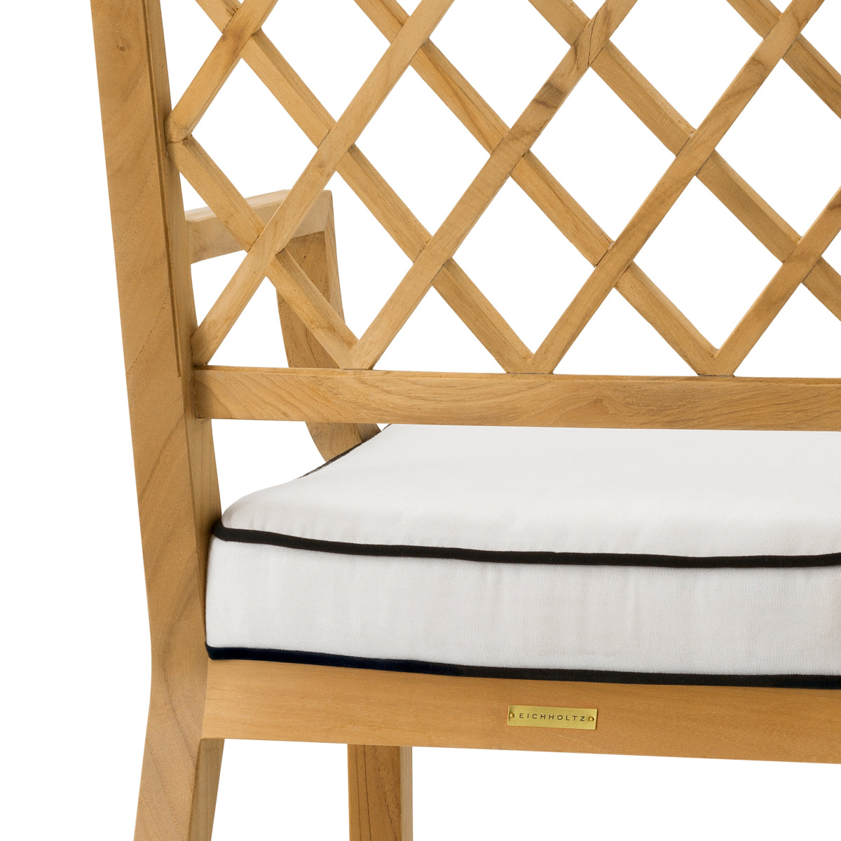 Scaun dining de exterior Paladium, tec natural, cu pernă Sunbrella canvas