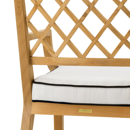Scaun dining de exterior Paladium, tec natural, cu pernă Sunbrella canvas
