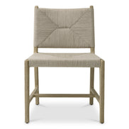 Scaun dining de exterior Pivetti, tec îmbătrânit, frânghie gri deschis