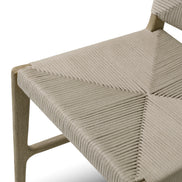 Scaun dining de exterior Pivetti, tec îmbătrânit, frânghie gri deschis