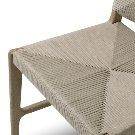 Scaun dining de exterior Pivetti, tec îmbătrânit, frânghie gri deschis
